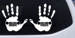 2-Pack Jeep Wave (1 Right, 1 Left Handed) Jeep Grill in Muddy Waving Hand Print Off Road Car or Truck Window Decal Sticker