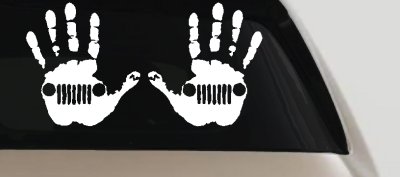 2-Pack Jeep Wave (1 Right, 1 Left Handed) Jeep Grill in Muddy Waving Hand Print Off Road Car or Truck Window Vinyl Decal Sticker