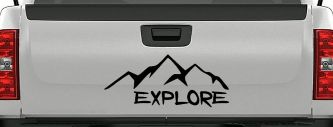 Explore Mountains Hiking Off Road Car or Truck Window Decal Sticker (Black)
