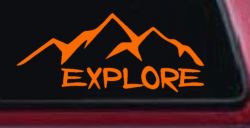 Explore Mountains Hiking Off Road Car or Truck Window Vinyl Decal Sticker (Orange)