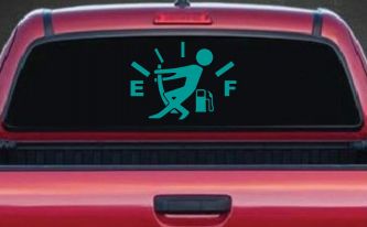 Funny Gas Gauge Empty Full Car or Truck Window Decal Sticker (Turquoise)