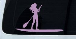 Stand Up Paddleboard with Woman Girl Car or Truck Window Vinyl Decal Sticker (Lilac)