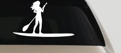 Stand Up Paddleboard with Woman Girl Car or Truck Window Vinyl Decal Sticker