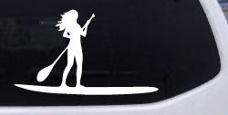 Stand Up Paddleboard with Woman Girl Car or Truck Window Decal Sticker