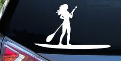 Stand Up Paddleboard with Woman Girl Car or Truck Window Decal Sticker