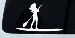 Stand Up Paddleboard with Woman Girl Car or Truck Window Decal Sticker