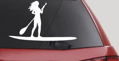 Stand Up Paddleboard with Woman Girl Car or Truck Window Vinyl Decal Sticker