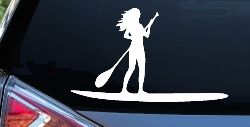 Stand Up Paddleboard with Woman Girl Car or Truck Window Decal Sticker