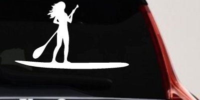 Stand Up Paddleboard with Woman Girl Car or Truck Window Vinyl Decal Sticker