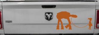 Girl Walking Star Wars AT AT Robot Walker Sci Fi Car or Truck Window Decal Sticker (Nut Brown)