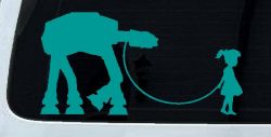 Girl Walking Star Wars AT AT Robot Walker Sci Fi Car or Truck Window Decal Sticker (Turquoise)