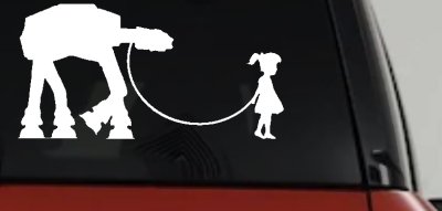 Girl Walking Star Wars AT AT Robot Walker Sci Fi Car or Truck Window Vinyl Decal Sticker