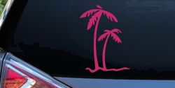 Palm Trees Tropical Beach Car or Truck Window Decal Sticker (Hot Pink)