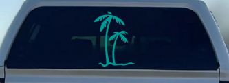 Palm Trees Tropical Beach Car or Truck Window Decal Sticker (Turquoise)