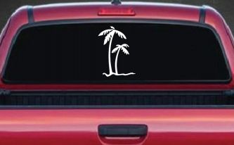 Palm Trees Tropical Beach Car or Truck Window Decal Sticker