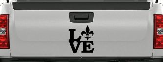 Fleur De Lis Love Louisiana French New Orleans Car or Truck Window Decal Sticker (Black)