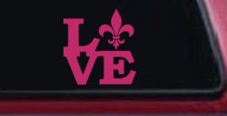 Fleur De Lis Love Louisiana French New Orleans Car or Truck Window Decal Sticker (Hot Pink)