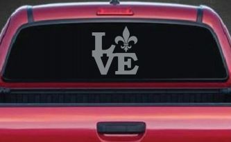 Fleur De Lis Love Louisiana French New Orleans Car or Truck Window Decal Sticker (Telegrey)