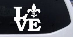 Fleur De Lis Love Louisiana French New Orleans Car or Truck Window Decal Sticker