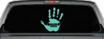 Jeep Wave Jeep Grill in Muddy Waving Hand Print Off Road Car or Truck Window Decal Sticker (Mint)