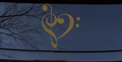 Treble Bass Clef Heart Love of Music Band Music Notes Music Car or Truck Window Vinyl Decal Sticker (Gold)