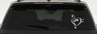 Treble Bass Clef Heart Love of Music Band Music Notes Music Car or Truck Window Decal Sticker (Light Gray)