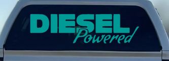 Diesel Powered Motor Sports Car or Truck Window Decal Sticker (Turquoise)