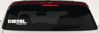 Diesel Powered Motor Sports Car or Truck Window Decal Sticker (White)