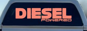 Diesel Powered Motor Sports Car or Truck Window Vinyl Decal Sticker (Coral)