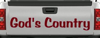 God's Country Christian Car or Truck Window Decal Sticker (Burgundy)