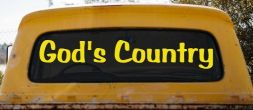God's Country Christian Car or Truck Window Decal Sticker (Yellow)