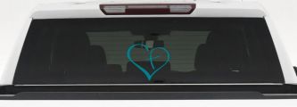 Heart with Cross Inside Christian Car or Truck Window Decal Sticker (Turquoise Blue)