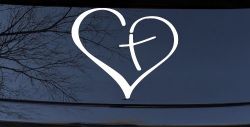 Heart with Cross Inside Christian Car or Truck Window Decal Sticker