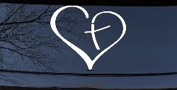 Heart with Cross Inside Christian Car or Truck Window Decal Sticker
