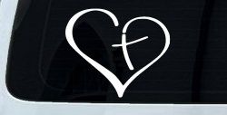 Heart with Cross Inside Christian Car or Truck Window Decal Sticker