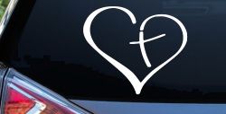 Heart with Cross Inside Christian Car or Truck Window Decal Sticker