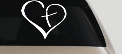 Heart with Cross Inside Christian Car or Truck Window Vinyl Decal Sticker