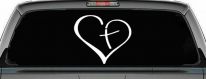 Heart with Cross Inside Christian Car or Truck Window Decal Sticker