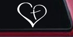 Heart with Cross Inside Christian Car or Truck Window Decal Sticker