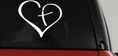 Heart with Cross Inside Christian Car or Truck Window Vinyl Decal Sticker