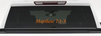 Matthew 7:1 Judge Not That Ye Be Not Judged Christian Car or Truck Window Decal Sticker (Orange)