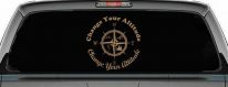 Change your Altitude Change your Attitude Mountains Ocean Palm Trees Car or Truck Window Decal Sticker (Light Brown)