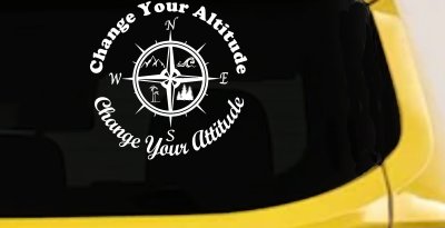 Change your Altitude Change your Attitude Mountains Ocean Palm Trees Car or Truck Window Vinyl Decal Sticker (White)