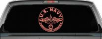 US Navy Submarine Service Dolphins with the Engineman Insignia symbol Military Car or Truck Window Decal Sticker (Coral)