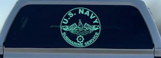 US Navy Submarine Service Dolphins with the Engineman Insignia symbol Military Car or Truck Window Vinyl Decal Sticker (Mint)