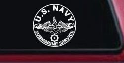 US Navy Submarine Service Dolphins with the Engineman Insignia symbol Military Car or Truck Window Decal Sticker
