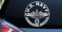 US Navy Submarine Service Dolphins with the Engineman Insignia symbol Military Car or Truck Window Decal Sticker