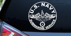 US Navy Submarine Service Dolphins with the Engineman Insignia symbol Military Car or Truck Window Decal Sticker