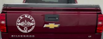 US Navy Submarine Service Dolphins with the Engineman Insignia symbol Military Car or Truck Window Decal Sticker (White)