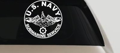 US Navy Submarine Service Dolphins with the Engineman Insignia symbol Military Car or Truck Window Vinyl Decal Sticker